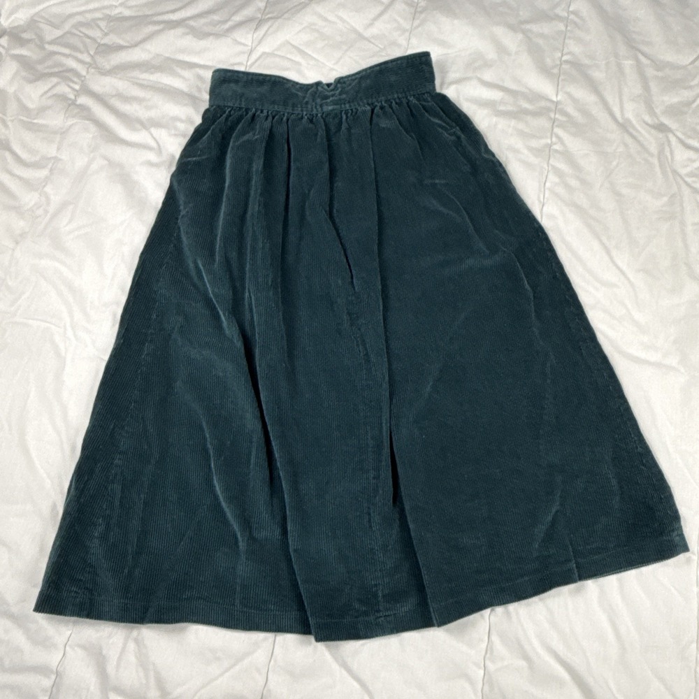 Vintage Liz Claiborne Corduroy Front Button Midi A Line Skirt Size 6 Green - Picture 6 of 7